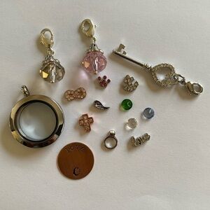 Origami Owl Living Locket Lot of 15 Charms Love With Dangling Charm Clip Ons